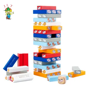 New Popular Colorful Wooden Stone Balancing Blocks Indoor Diy Creative Wooden Building Blocks Baby Stacking Toys