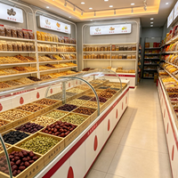 Vitrine de présentation complète sur mesure pour magasin de noix grillées, comptoir îlot pour fruits secs, usine de rayonnages pour magasin de snacks en vrac