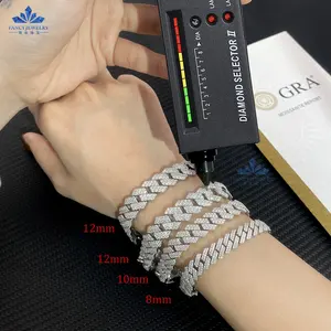 Valentine Gifts Hip Hop Miami Cuban Chain Iced Out Moissanite Bracelet 925 Silver For Men Women's Charm Bracelets Cuban Link