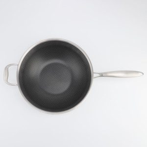 Poêle et <span class=keywords><strong>wok</strong></span> hybrides 28/30/32 cm avec couvercle de 30 cm, <span class=keywords><strong>en</strong></span> <span class=keywords><strong>acier</strong></span> <span class=keywords><strong>inoxydable</strong></span> nid d'abeille antiadhésif, batterie de cuisine avec couvercle <span class=keywords><strong>en</strong></span> verre - Product Image 4