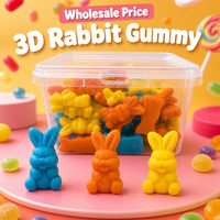 Halal konijnenvormige gummy snoepjes fruit smaak 3D zittende konijn zachte snoepjes gelei snoepjes voor Pasen feest en supermarkt groothandel