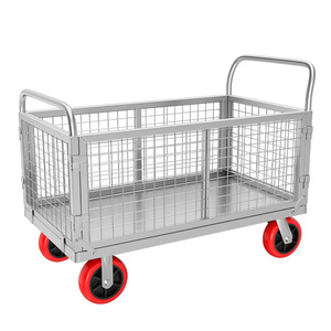 fixed fence mesh <b>trolley</b> warehouse workshop goods transport cart express logistics hauling cart wear resistant durable hand trol - Product Image 1