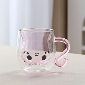 Copo de Café de Vidro Borossilicato Duplo com Design de Gato Fofo e Alça - Novo Modelo - Product Image 5