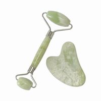 Pierre de Cristal Naturelle Anti-âge Logo Personnalisé Outil de Massage Facial Ensemble Xiuyan Rouleau de Jade et Gua Sha pour Visage guasha Facial