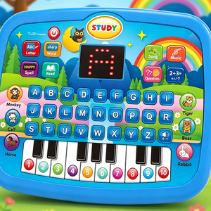 Tableta Educativa <span class=keywords><strong>de</strong></span> Plástico con Luces LED para Niños, Juguete <span class=keywords><strong>de</strong></span> Aprendizaje <span class=keywords><strong>de</strong></span> Alfabetización, Matemáticas y Música, Teclado Electrónico con Pilas AA, Regalo <span class=keywords><strong>de</strong></span> Cumpleaños y Navidad - Product Image 3
