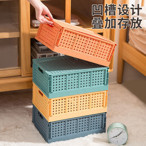 Foldable Storage Box With Lid <b>Rectangle</b> Medium Blue Large Blue Cube <b>Bin</b> For Toys Books Snacks Student Use - Product Image 3