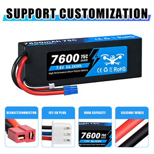 Hartschalen-Halbfestkörper-LiPo-Akku 2S 7,4V 7600mAh/8000mAh 75C Hochleistungs-Deans-Stecker für RC-Autos, Trucks, Boote, Buggys, Crawler - Product Image 4