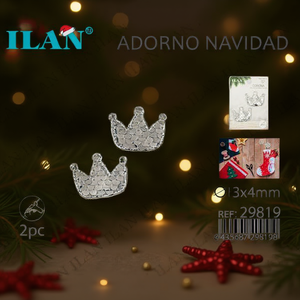 Decorazione natalizia Iln Corona 3x4mm Argento 2 pezzi - Product Image 2