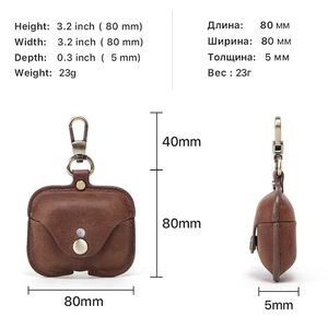 Étui de protection vintage en cuir pour AirPods Pro, coque antichoc avec porte-clés pour AirPods Pro - Product Image 3