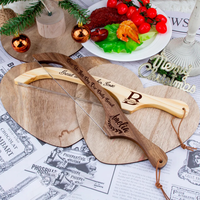 Couteau de cuisine en bois style couteau de violon personnalisé couteau à pain dentelé pour levain bagels challah fait maison