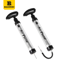 BAIMEI Bomba de Aire Manual Mini de Aleación de Aluminio con Agujas, Bomba de Bolas de Uso Diario con Sistema de Inflado de Empuje y Tracción y Agujas
