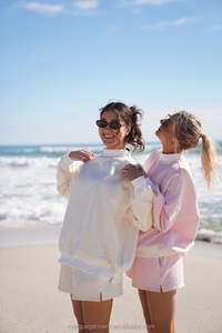 Set Estivo Personalizzato in 100% Cotone French Terry, Felpa Oversize con Collo Alto a Righe, Completo 2 Pezzi - Product Image 6