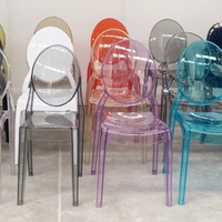 Chaise Sophia en plastique colorée effet gelée, élégante, stable, avec assise concave, pour l'extérieur et les rassemblements