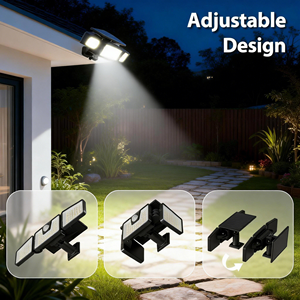 Lampes solaires d'extérieur étanches avec détecteur <span class=keywords><strong>de</strong></span> mouvement, projecteur <span class=keywords><strong>de</strong></span> sécurité à 3 têtes pour patio, cour, garage, entrée, allée - Product Image 3