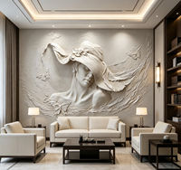 Papier peint mural 3D effet plâtre en relief, motif Dame en chapeau et papillon, décoration murale artistique personnalisée pour vestiaire, salon, hôtel