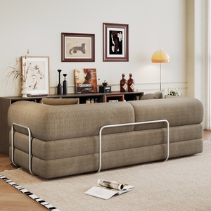 Canapé convertible 78,8 pouces avec dossier et accoudoirs compressibles, confortable, en velours côtelé, <span class=keywords><strong>futon</strong></span> modulaire sectionnel <span class=keywords><strong>sans</strong></span> armature, convertible en lit - Product Image 6