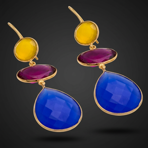 Nouveauté : Boucles d'oreilles pendantes tendance en argent sterling plaqué or 14 carats avec pierres de quartz - Product Image 3