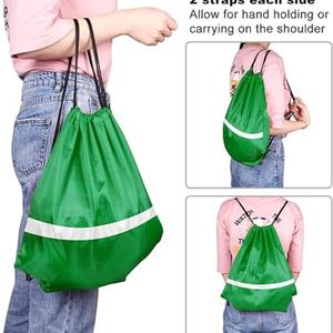 Custom Logo <b>Recycled</b> Polyester 210D Waterproof Student Sport <b>Backpack</b> with Rope Handle and Letter Pattern Drawstring Bag - Product Image 4