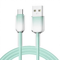 Cable USB a Tipo-C Morado, Carga Rápida 3A, Diseño Degradado de Cristal de Hielo, Nylon, Conductor de Cobre Puro para Teléfono Móvil e iOS