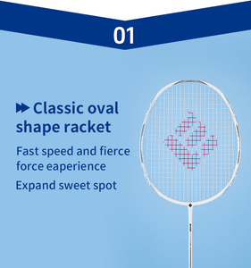 Raquette de badminton Emei modèle blanc en fibre de carbone 4U - Product Image 6
