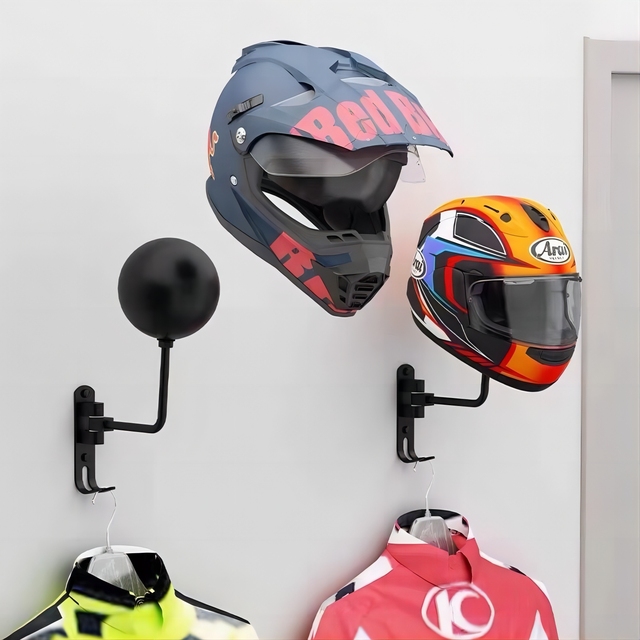 Motorcycle Helmet Holder Rotation Bicycle Helmet Holder Wall Mounted Helmet and Gear Hanger