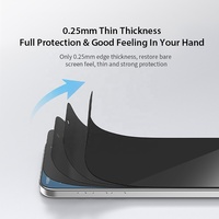 Nouveau protecteur d'écran en verre trempé 3D Diamond Privacy Grade AAA 9H pour 16 Pro Max, protection anti-espion, ultra-clair, étanche