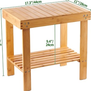 Taburete de baño de bambú Yazhu Jushi de 44x28x40,8 cm con estante de almacenamiento para cambiar zapatos - Product Image 1