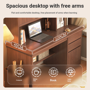 <span class=keywords><strong>Escritorio</strong></span> Ergonómico y Duradero con <span class=keywords><strong>Estantería</strong></span> Integrada para Computadora, Diseño Simple para Estudiantes, Ideal para Habitaciones de Alquiler o Dormitorios - Product Image 3