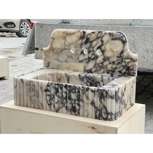 Newstar sang trọng calacatta Viola đá cẩm thạch bồn rửa rãnh đá cẩm thạch bồn rửa đá tự nhiên bồn rửa đá cẩm thạch nhỏ phòng tắm Vanity bồn rửa - Product Image 4