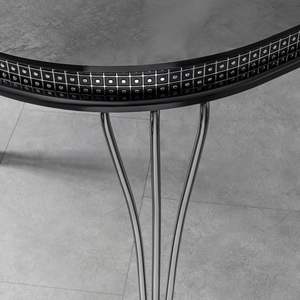 Mesa de Comedor Extensible Moderna de Estilo Europeo con Tapa Ovalada de Mármol para 8 Personas, Patas de Metal CAZ - Product Image 3