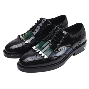 Scarpe Eleganti Casual con Lacci VALENTINA, Punta Affusolata e Nappe, Resistenti all'Usura, in Pelle, Tendenza Primavera-Estate-Inverno 2024 - Product Image 4