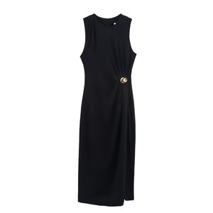 New and Style Women's <strong>Fashion</strong> Temperament Sleeveless Pleated Decorative Dress - Product Image 3