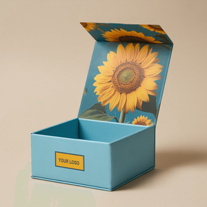 Cajas de Regalo Magnéticas Personalizadas Azul Girasol, Cajas Rígidas de Cartón Reciclable con Imán, Caja de Embalaje para Ropa con Logotipo - Product Image 1