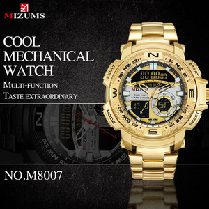 SKMEI Men's Dual Movement LED Luminous <b>Waterproof</b> Gold Quartz Wristwatch with Irregular Design Fashionable <b>Watch</b> - Product Image 6