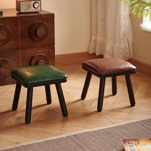 Taburete Pequeño de Madera Maciza con Diseño <span class=keywords><strong>Retro</strong></span> y Nostálgico, con Patas de Madera Maciza para Sala de Estar, Uso Doméstico y <span class=keywords><strong>Alquiler</strong></span> - Product Image 3
