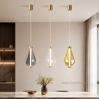 Lampe suspendue moderne pour chevet, boule de verre transparente, finition dorée, pour chambre à coucher, table de chevet, table à manger, comptoir de bar, café, coin décoratif, maison