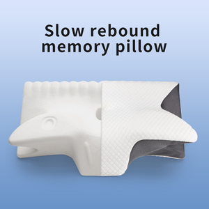 Bantal Leher Servikal WJ-2073 OEM Kontur Ergonomis Busa Memori Bentuk Persegi Panjang Ganda Dapat Dilepas dan Dicuci dengan Sarung Bantal Sutra - Product Image 4