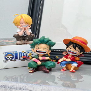 Anime <span class=keywords><strong>One</strong></span> Pieced Kawaii Q versión figura Luffy Sanji Zoro figura de acción coche decoración de escritorio PVC muñeca modelo juguete Gif - Product Image 1