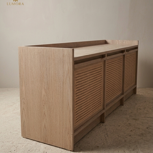 Kairo Cabinet Solid Wood <b>Storage</b> Cabinet with Rattan Door Natural Oak Side Cabinet Minimalist Scandinavian Furniture Lumora - Product Image 6