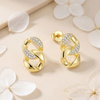 Pendientes de Plata de Ley 925 YILUN, Chapados en Oro, Diseño Geométrico de Círculos Entrelazados, con Circonitas, para Mujer, de Lujo, para Boda