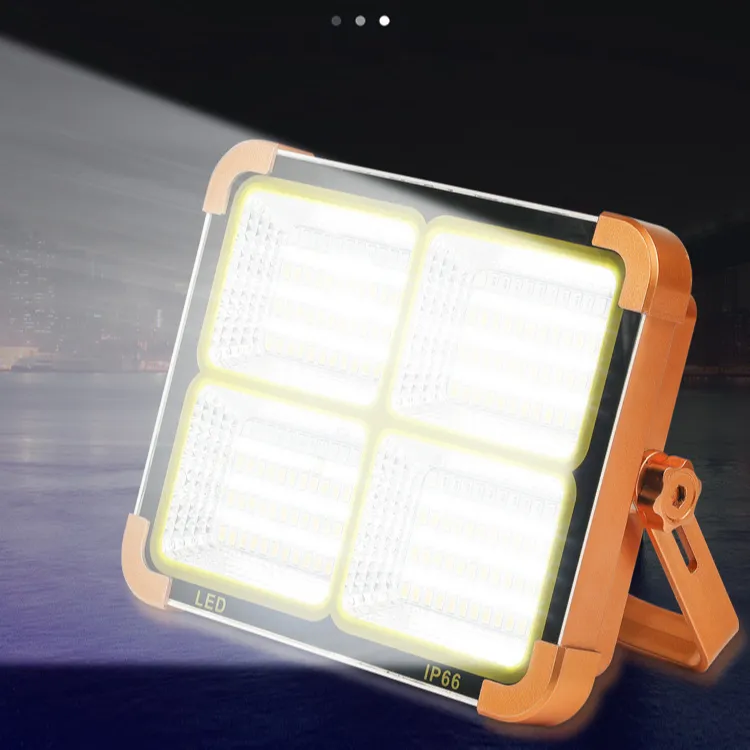 Lampu sorot LED tenaga surya, lampu sorot konstruksi luar ruangan portabel dapat diisi ulang