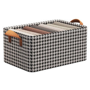 Caja de Almacenamiento de Tela No Tejida con Diseño de Pata de Gallo, Plegable, Apilable, para Guardar Ropa en el <span class=keywords><strong>Armario</strong></span>, Cesta de Almacenamiento de Ropa para el Hogar - Product Image 1