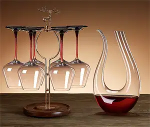 Luxurious Burgundy Wine Decanter Set Bow Tie Goblets Tall Glass for Home Use High-end Large Red Box Party Drinking Glass T2 Glam