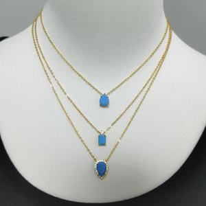 Collar de piedra turquesa con gota de agua de eslabones finos chapados en oro de 18 quilates, diseño elegante y moderno para aniversario Diario Femenino delicado - Product Image 2