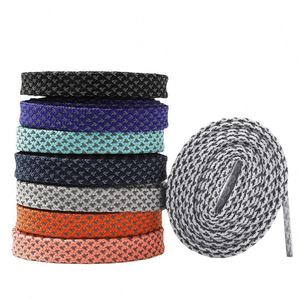 Accesorio para Zapatos AJ1, Cordones Planos de Poliéster Blanco de Doble Capa, 8mm de Ancho, Reflectantes, para Zapatos de Lona de Caña Alta - Product Image 1
