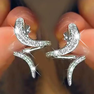 Pendientes de Aro E870 en Oro Blanco para Mujer, con Cristales de Imitación y Microincrustaciones de Aleación, Joyería de Moda para Fiestas - Product Image 4