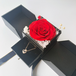 Boîte à bijoux en acrylique naturel avec double porte, rose préservée enchantée éternelle pour Noël <span class=keywords><strong>et</strong></span> Halloween, design de style INS - Product Image 4