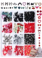 Ensemble de breloques pour ongles assorties en forme de nœud papillon, rose, papillon et cœur avec strass plats pour la décoration d'ongles DIY