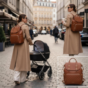 <span class=keywords><strong>Sac</strong></span> <span class=keywords><strong>à</strong></span> dos <span class=keywords><strong>à</strong></span> <span class=keywords><strong>langer</strong></span> personnalisé en cuir végétalien vintage, style décontracté, <span class=keywords><strong>pour</strong></span> <span class=keywords><strong>jumeaux</strong></span> nouveau-nés, facile <span class=keywords><strong>à</strong></span> nettoyer, vente en gros d'usine OEM - Product Image 6