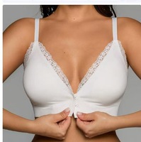 Sujetador sin aros con cierre frontal de 3 corchetes, encaje personalizado, sin costuras, con almohadillas y tirantes extraíbles, OEM ODM